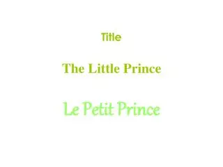 Title The Little Prince