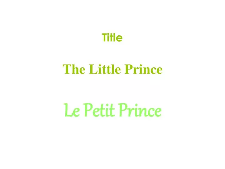 title the little prince