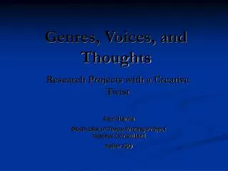 Genres, Voices, and Thoughts