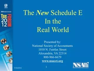 The New Schedule E In the Real World