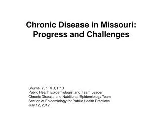 Chronic Disease in Missouri: Progress and Challenges