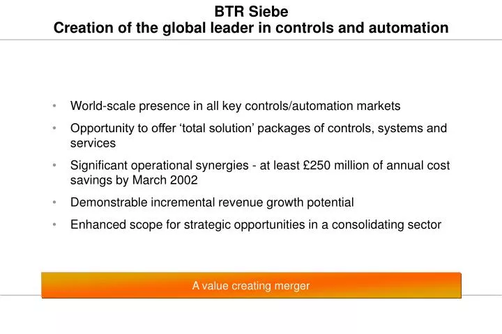 btr siebe creation of the global leader in controls and automation
