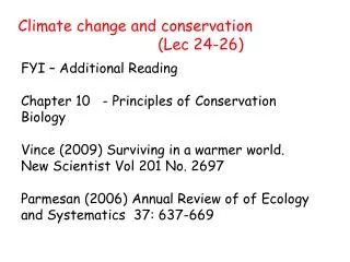 Climate change and conservation 					(Lec 24-26)