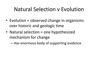 Natural Selection v Evolution