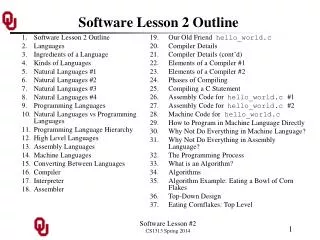 Software Lesson 2 Outline