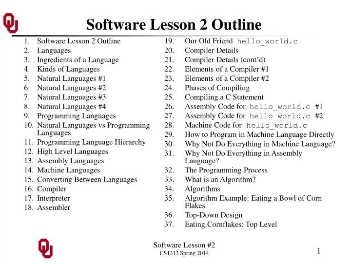 software lesson 2 outline