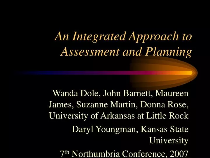 an integrated approach to assessment and planning