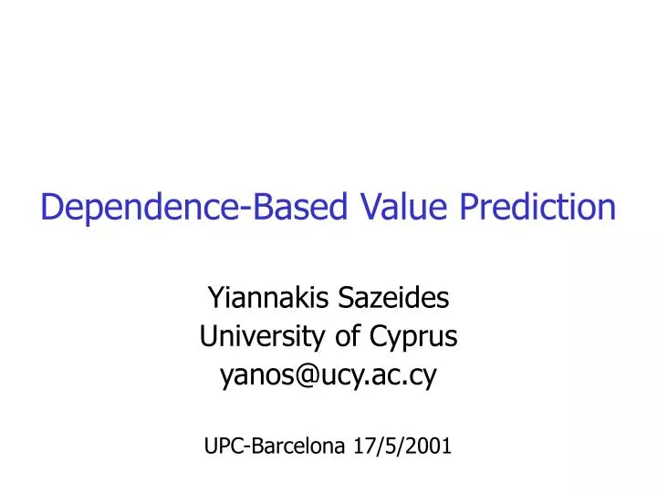 dependence based value prediction