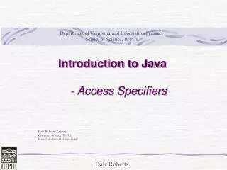 Introduction to Java - Access Specifiers