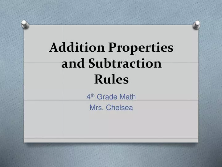 addition properties and subtraction rules