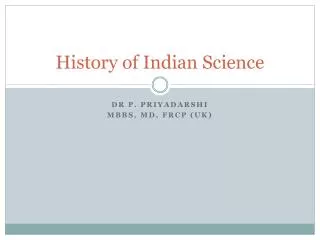 History of Indian Science