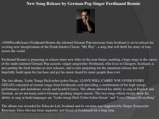 New Song Release by German Pop Singer Ferdinand Rennie