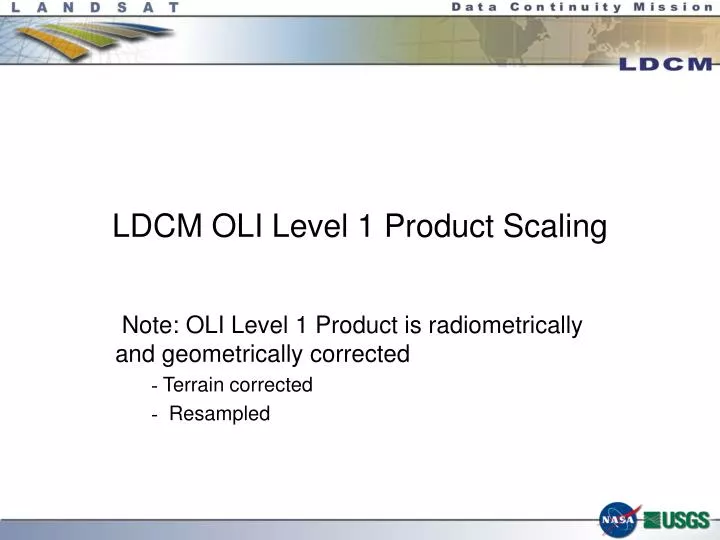 ldcm oli level 1 product scaling