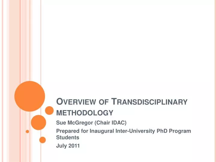 overview of transdisciplinary methodology