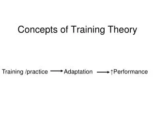 Concepts of Training Theory