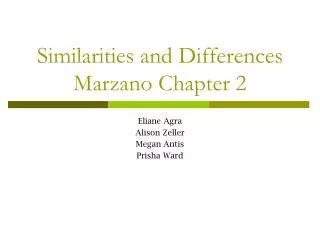 Similarities and Differences Marzano Chapter 2