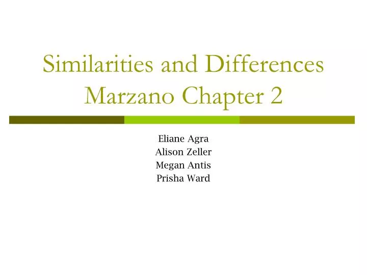 similarities and differences marzano chapter 2