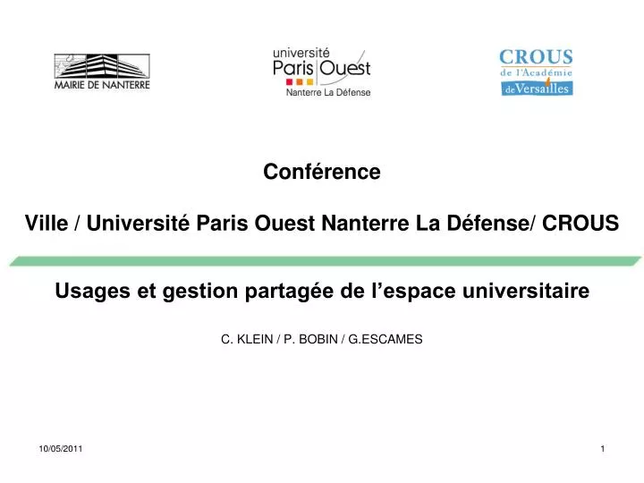 conf rence ville universit paris ouest nanterre la d fense crous