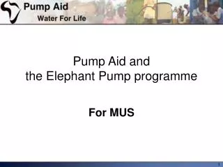 Pump Aid and the Elephant Pump programme