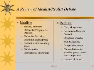 A Review of Idealist/Realist Debate