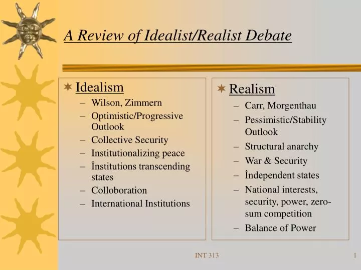 a review of idealist realist debate