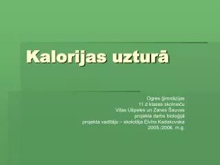 Kalorijas uzturā