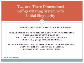 two and three dimensional self gravitating system with initial singularity
