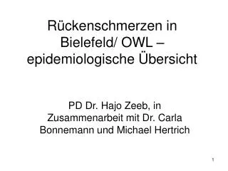 Rückenschmerzen in Bielefeld/ OWL – epidemiologische Übersicht