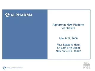 Alpharma: New Platform for Growth