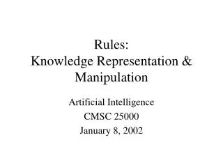 Rules: Knowledge Representation &amp; Manipulation