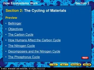 Section 2: The Cycling of Materials