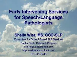 Early Intervening Services for Speech-Language Pathologists
