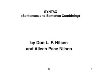 SYNTAX (Sentences and Sentence Combining)