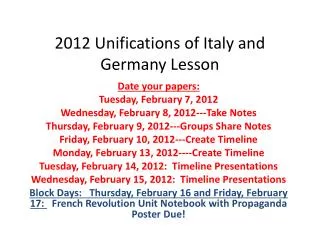 2012 Unifications of Italy and Germany Lesson
