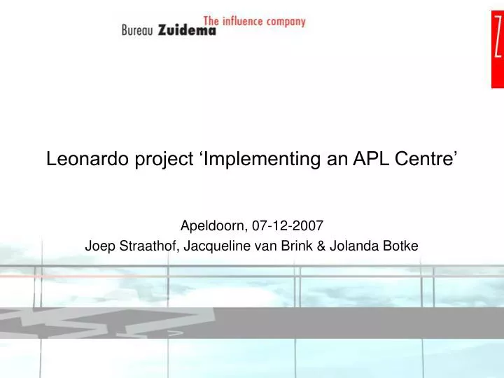 leonardo project implementing an apl centre