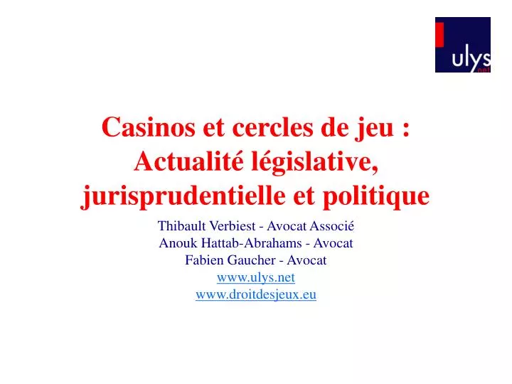 casinos et cercles de jeu actualit l gislative jurisprudentielle et politique