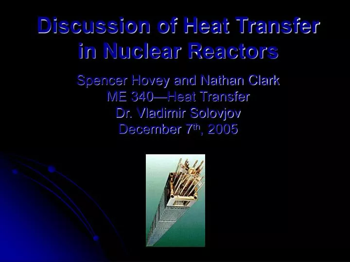 discussion of heat transfer in nuclear reactors
