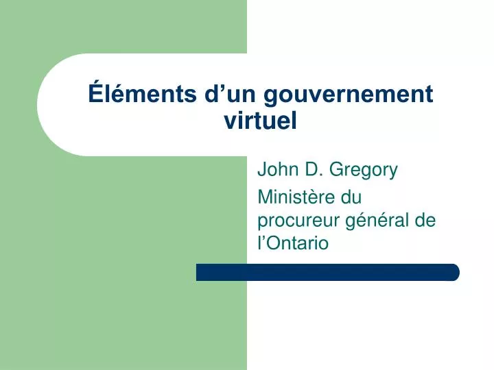 l ments d un gouvernement virtuel