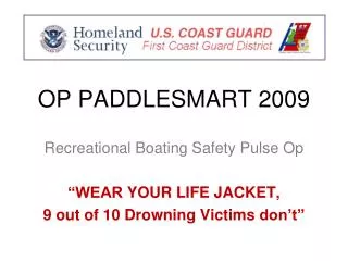 OP PADDLESMART 2009 Recreational Boating Safety Pulse Op “WEAR YOUR LIFE JACKET, 9 out of 10 Drowning Victims don’t”