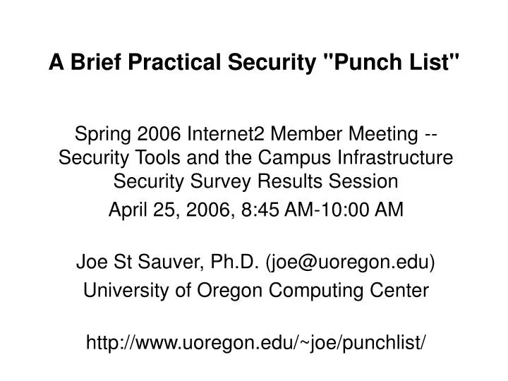 a brief practical security punch list