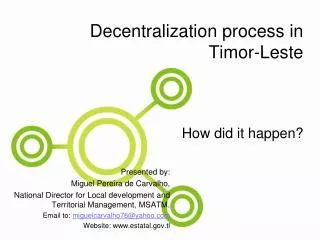 Decentralization process in Timor-Leste