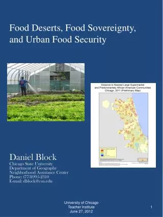 Food Deserts, Food Sovereignty, and Urban Food Security