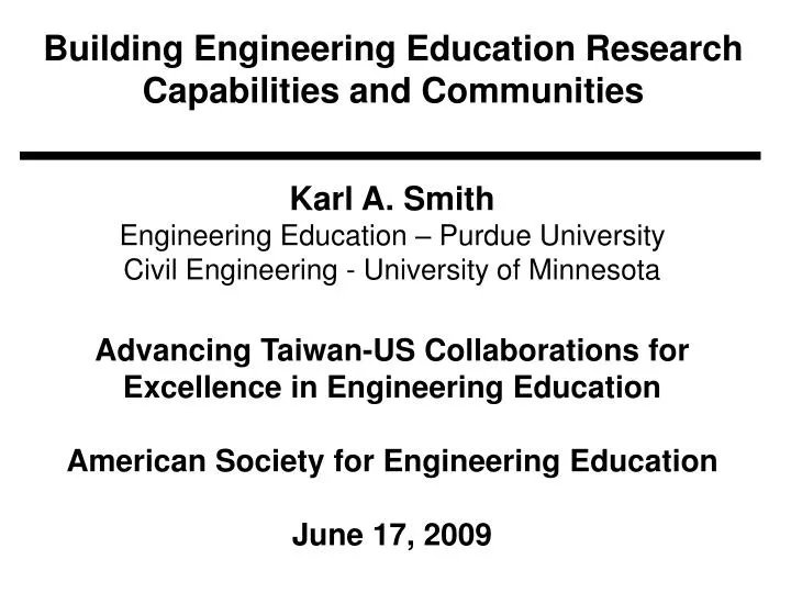 building engineering education research capabilities and communities