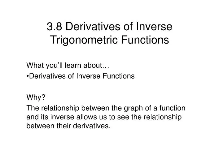 3 8 derivatives of inverse trigonometric functions
