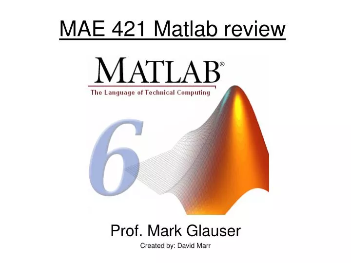 mae 421 matlab review