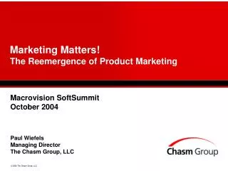 Marketing Matters! The Reemergence of Product Marketing