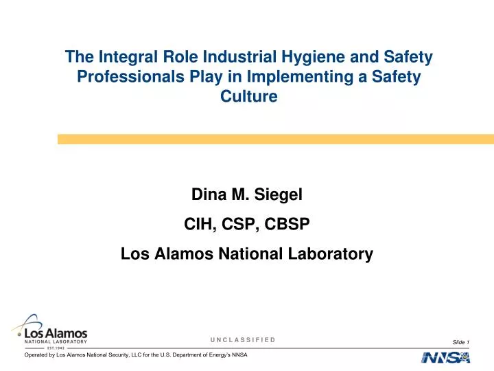 the integral role industrial hygiene and safety professionals play in implementing a safety culture