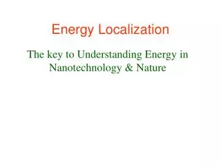 Energy Localization