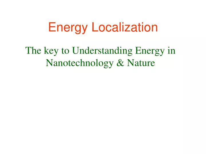 energy localization