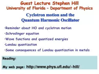 Guest Lecture Stephen Hill University of Florida – Department of Physics